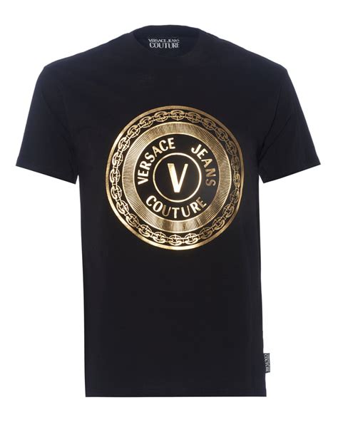 versace jeans t-shirt print black|versace jeans couture white shirt.